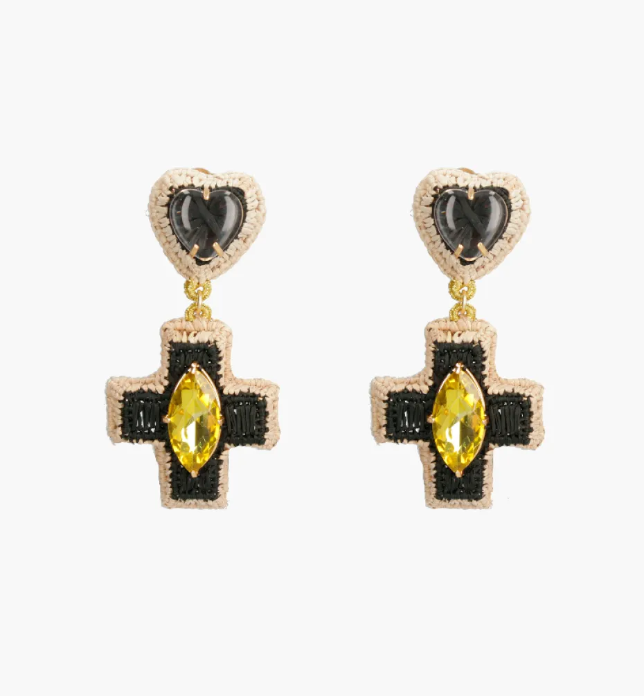 Earrings*Mercedes Salazar Black Cross Earrings