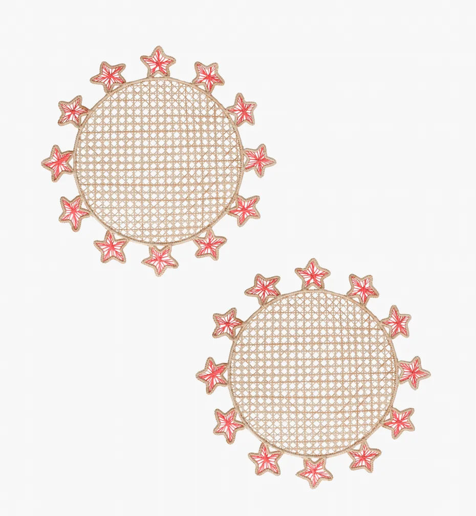 Placemats*Mercedes Salazar Coral Stars Placemats Set of 2