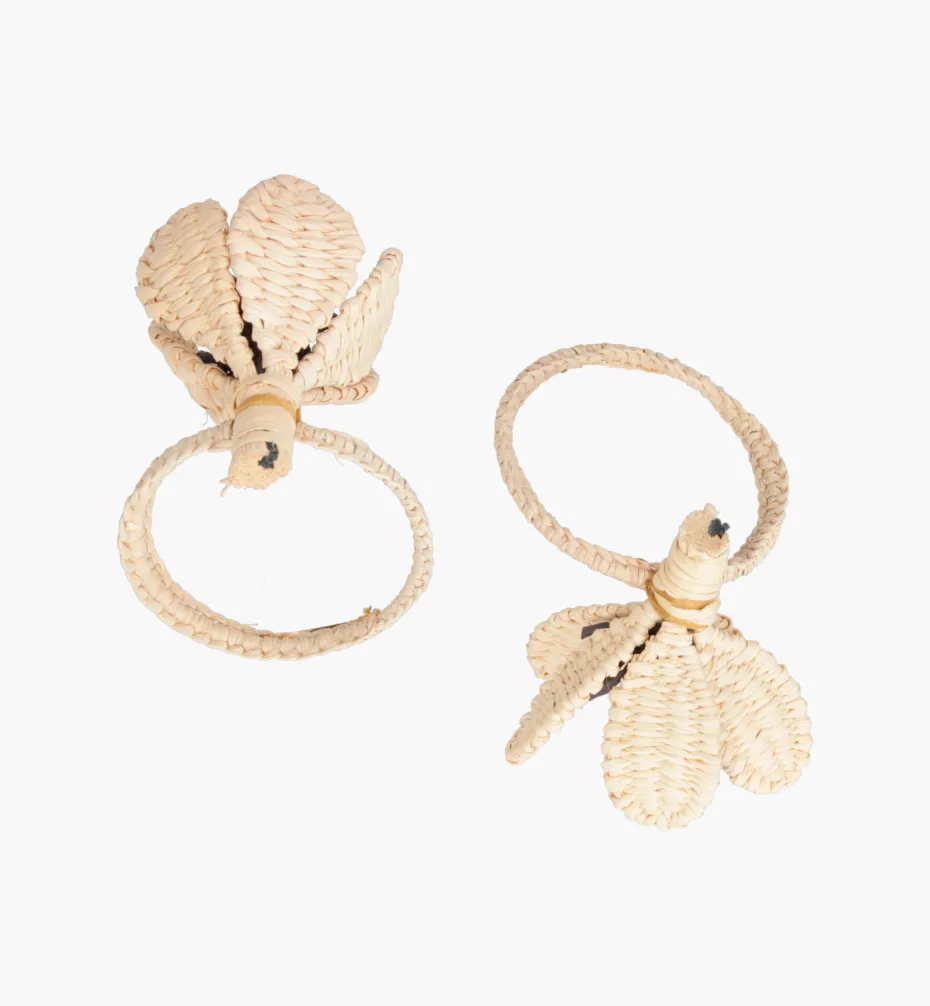 Napkin Rings*Mercedes Salazar Flower Black Napkin Ring Set of 2