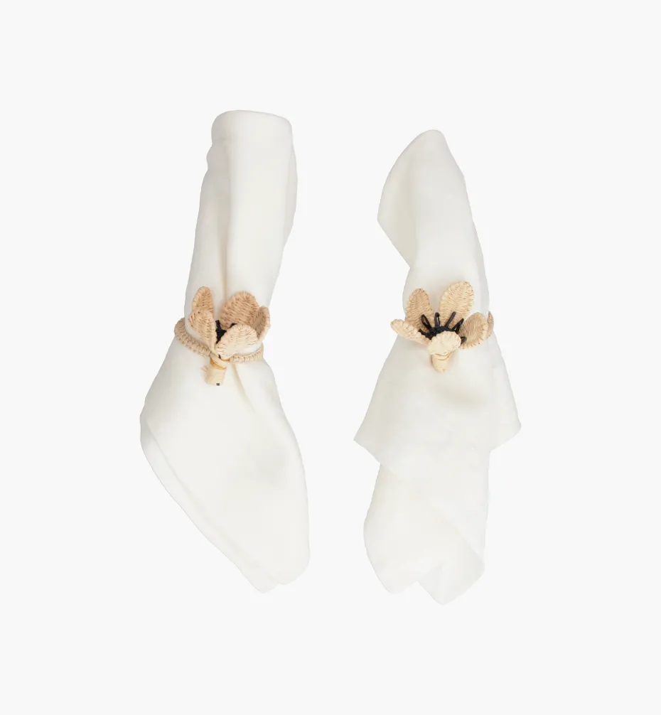 Napkin Rings*Mercedes Salazar Flower Black Napkin Ring Set of 2