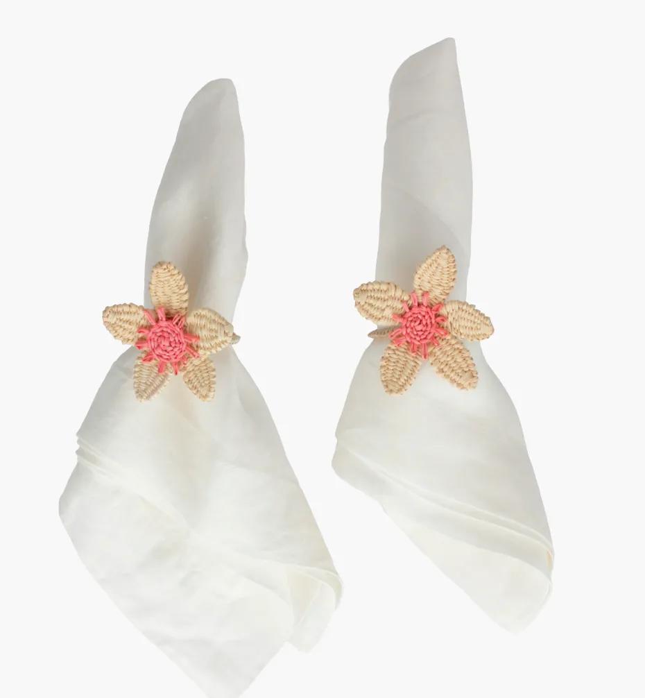 Napkin Rings*Mercedes Salazar Little Rose Flower Napkin Ring Set of 2