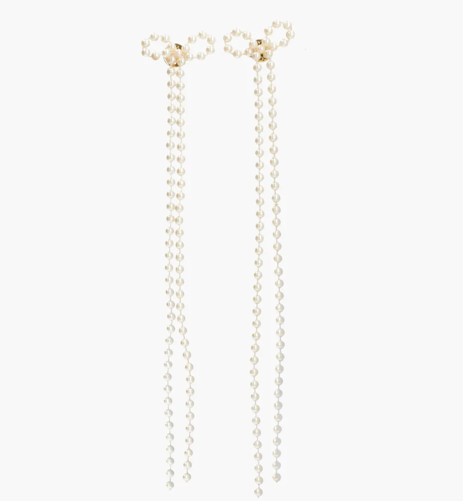 Earrings*Mercedes Salazar Long Pearl Bow Earrings