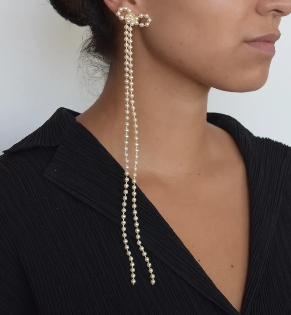 Earrings*Mercedes Salazar Long Pearl Bow Earrings