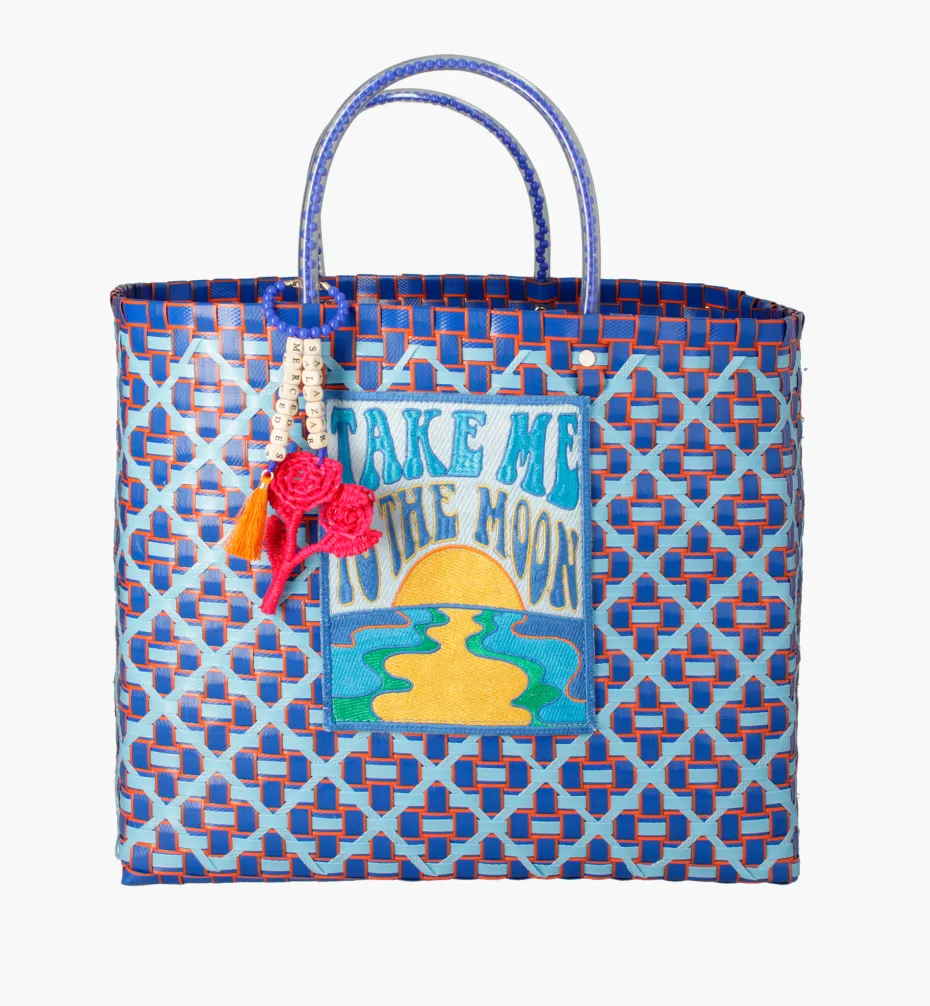 Bags*Mercedes Salazar Medium Blue Flower Handbag
