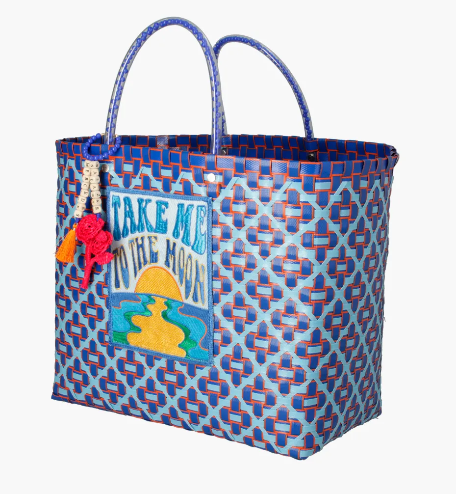 Bags*Mercedes Salazar Medium Blue Flower Handbag