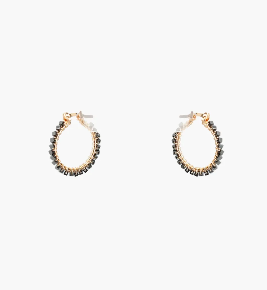 Earrings*Mercedes Salazar Metallic Black Hoops