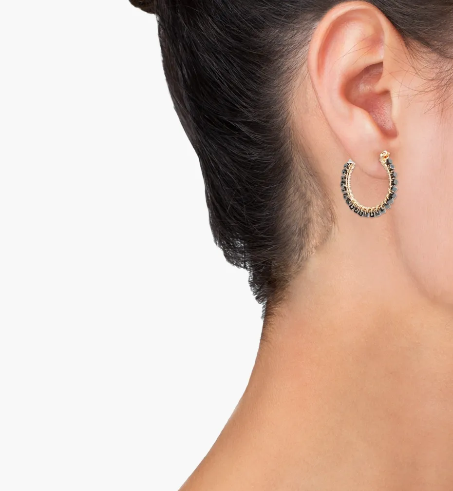 Earrings*Mercedes Salazar Metallic Black Hoops