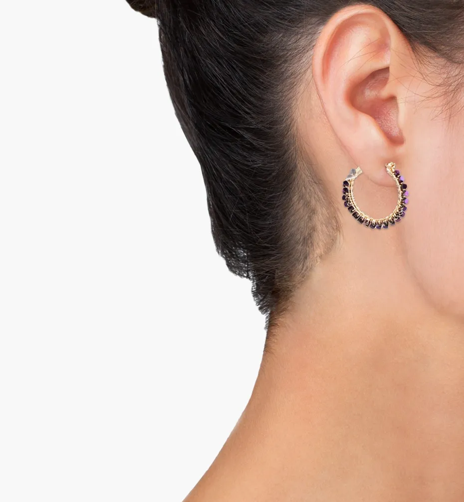 Earrings*Mercedes Salazar Metallic Purple Hoops