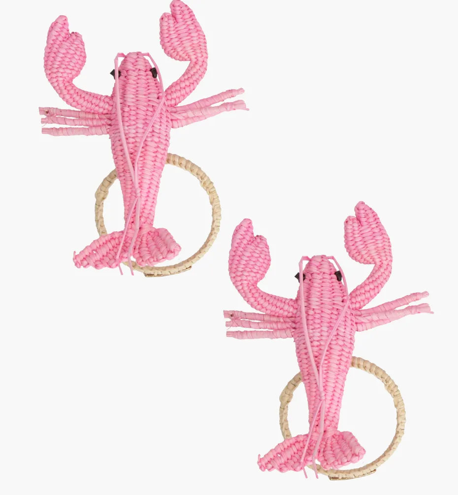 Napkin Rings*Mercedes Salazar Pink Lobster Napkin Ring Set of 2