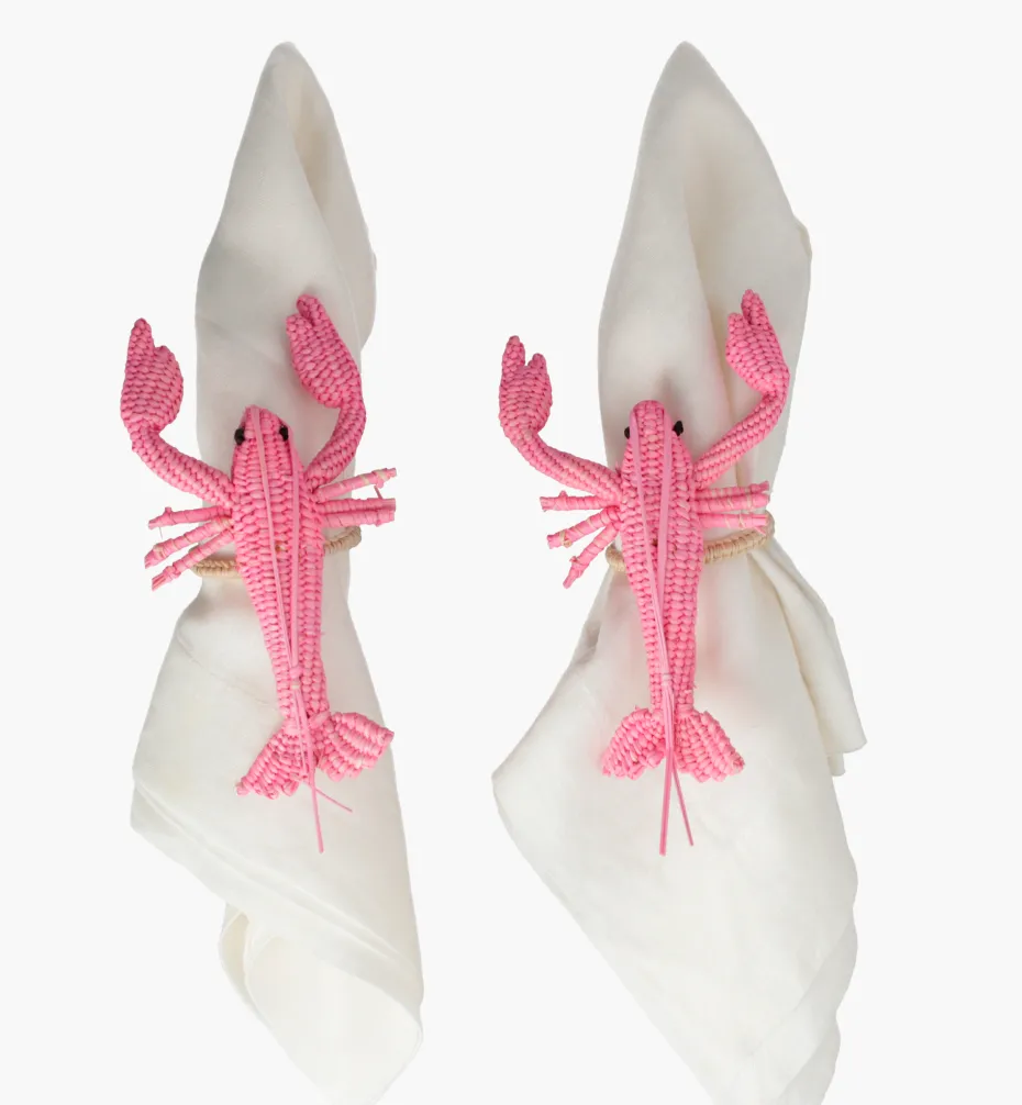 Napkin Rings*Mercedes Salazar Pink Lobster Napkin Ring Set of 2