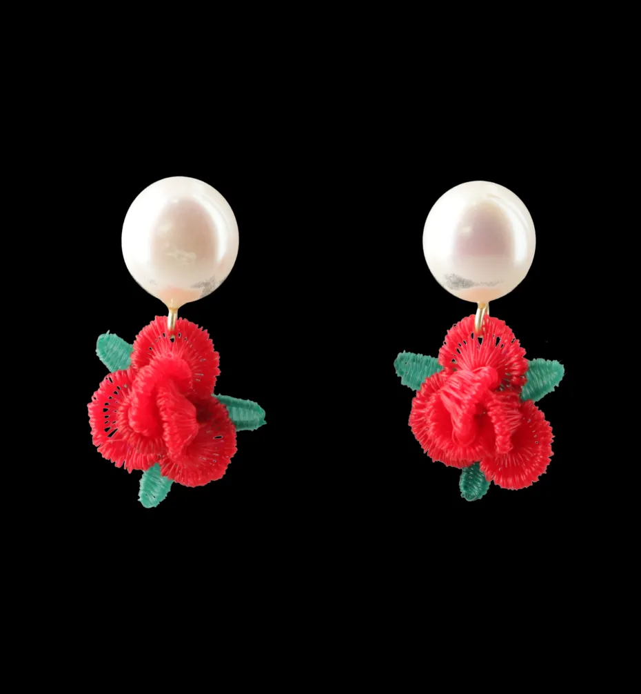 Bags*Mercedes Salazar Red Rose Studs