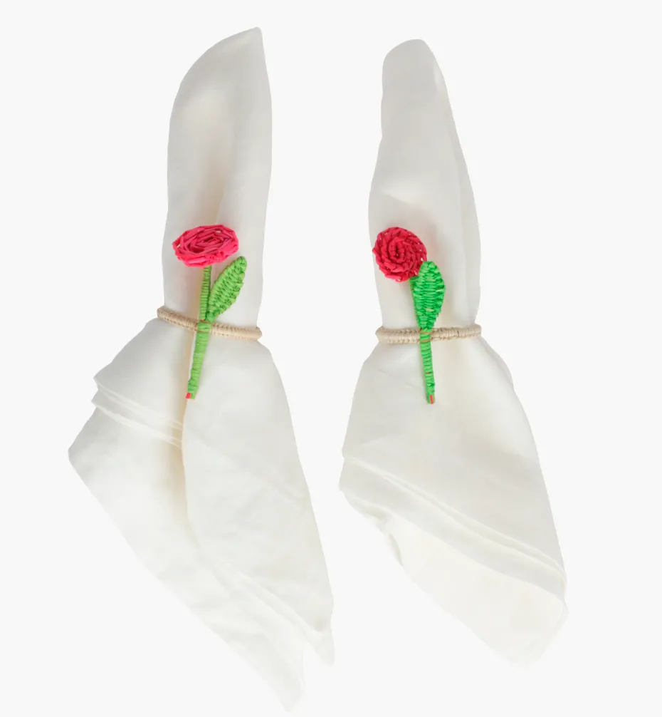 Napkin Rings*Mercedes Salazar Roses Napkin Ring Set of 2
